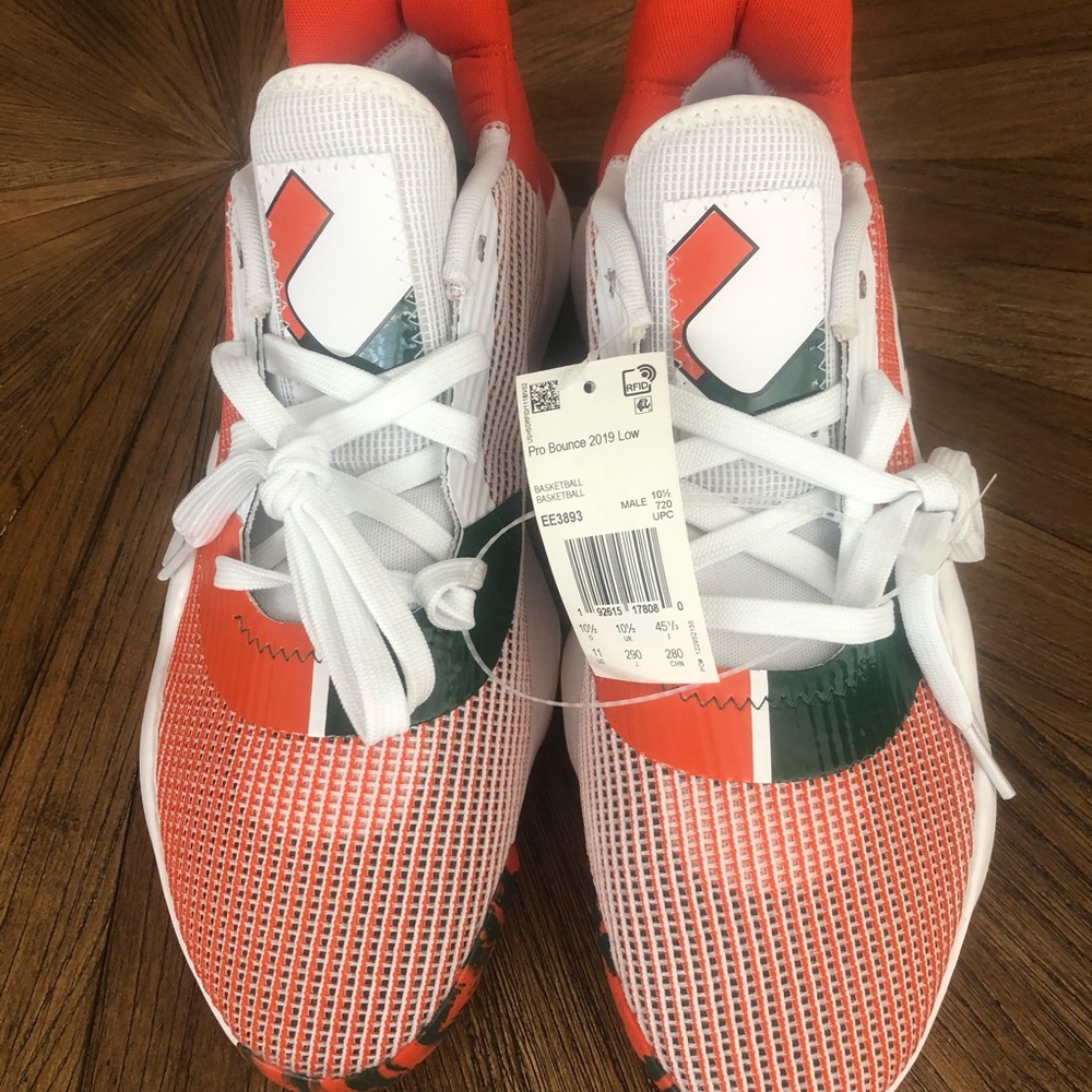 adidas pro bounce 2019 low university of miami🧡💚